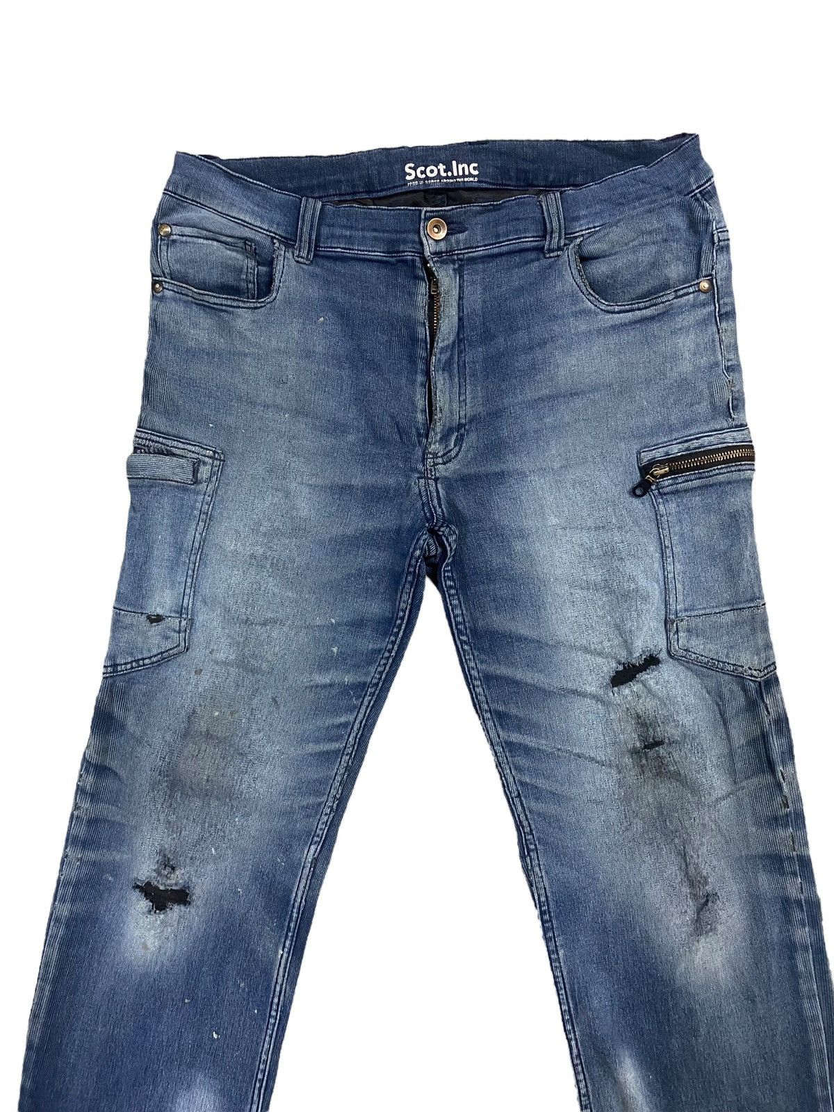 If Six Was Nine × Le Grande Bleu (L.G.B.) × Schott Vintage Scott Inc Cargo Distress Jeans Size US 34 / EU 50 - 4 Thumbnail