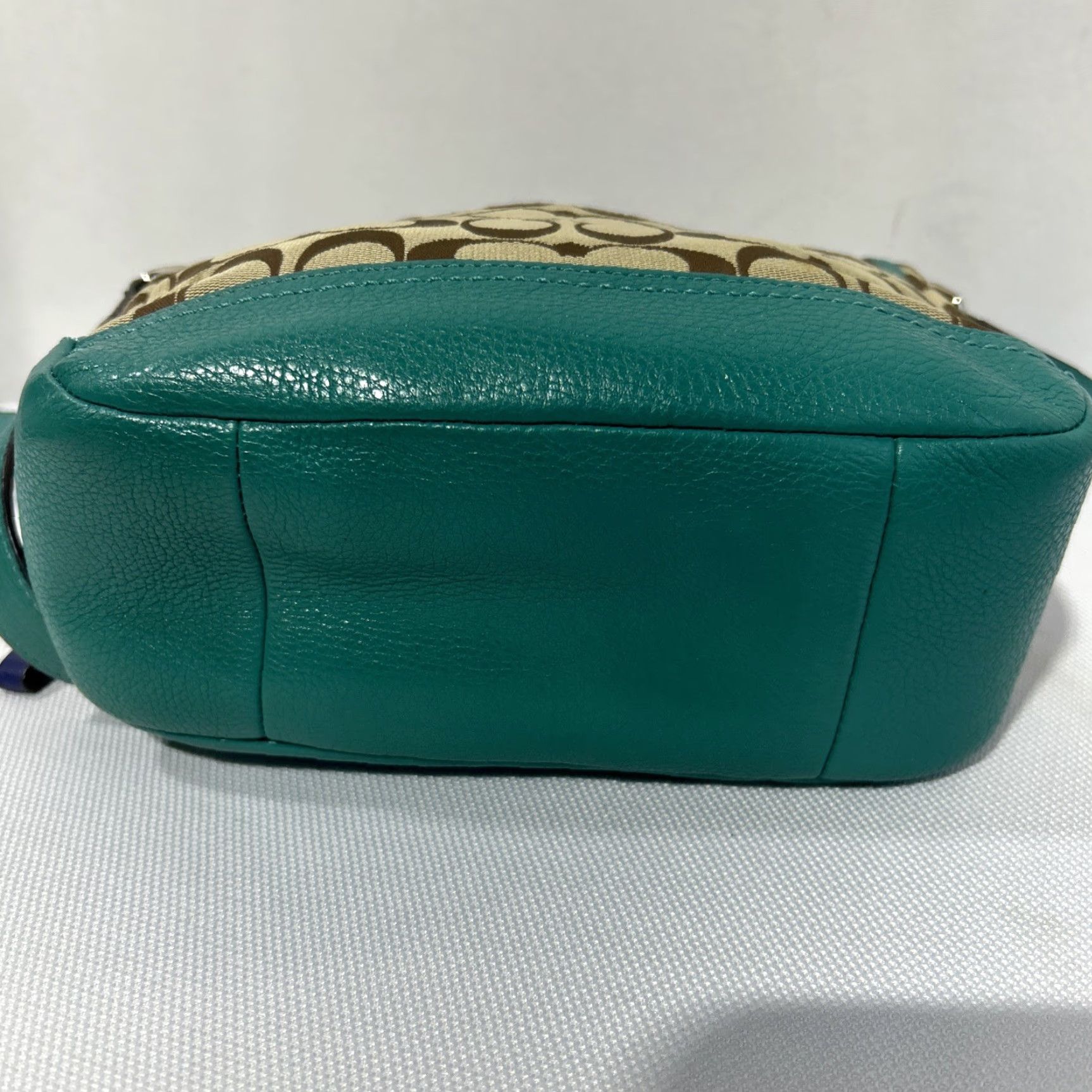 Coach Coach Signature Brown Green Canvas Messenger Bag Crossbody, Small, Women, F23286 Size ONE SIZE - 5 Thumbnail