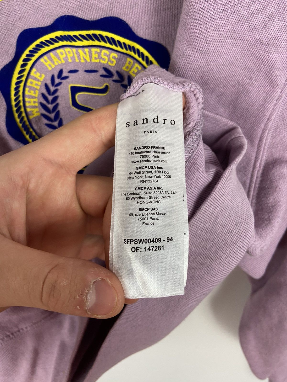 Designer × Sandro SANDRO Printed And Flocked College Sweatshirt Womens Purple Size XS / US 0-2 / IT 36-38 - 12 Thumbnail