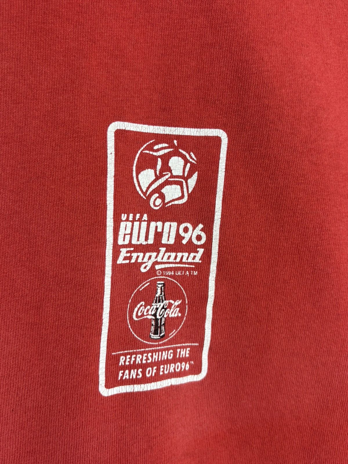 Vintage England Euro UEFA 1996 Coca-cola Vintage Football Soccer Tee Size US L / EU 52-54 / 3 - 9 Thumbnail