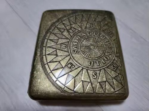 Japanese Brand Pure Bronze Engraved Cigarette Case - Retro Aesthetic Size ONE SIZE - 5 Thumbnail