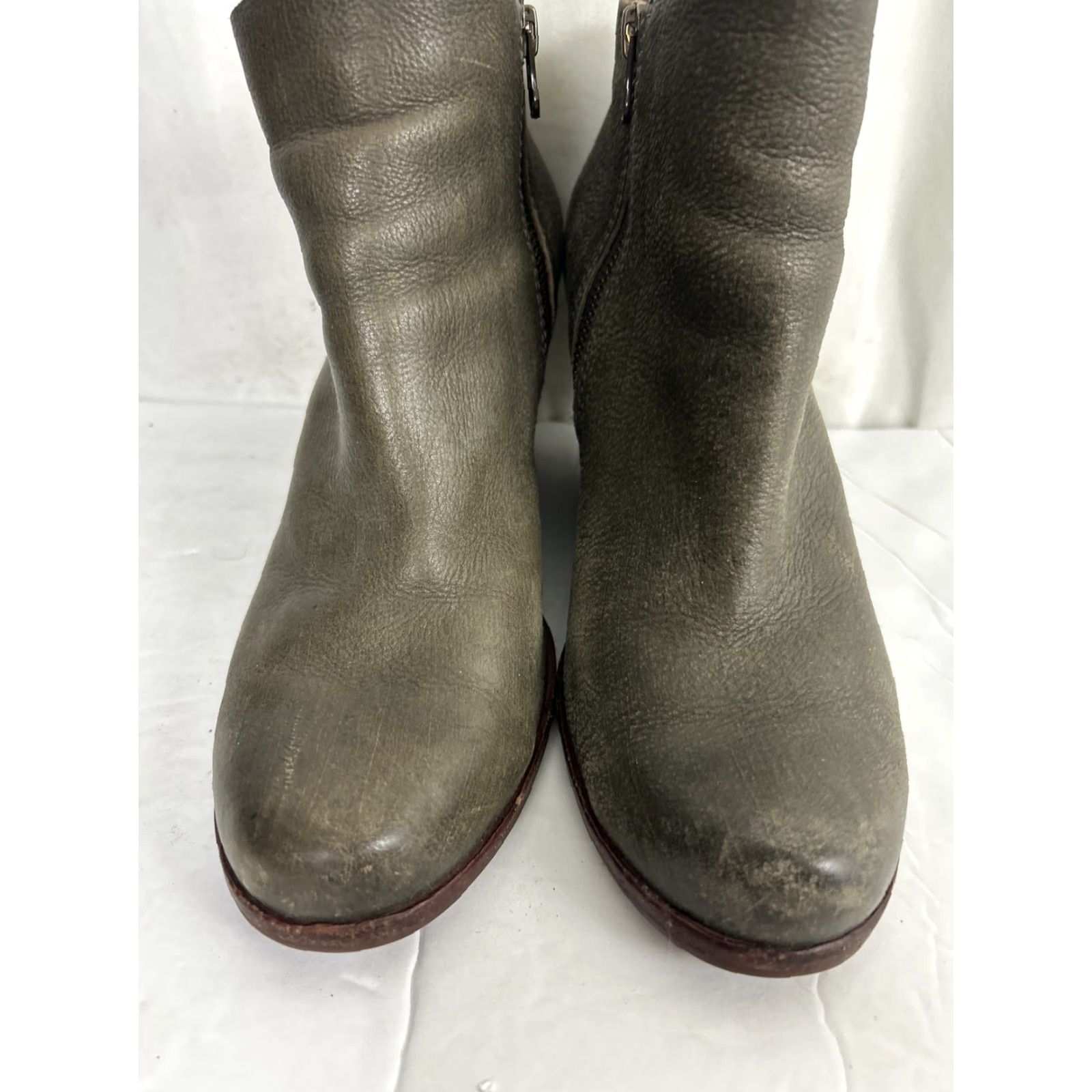 Vintage Kork-Ease Womens 8 M Gray Textured Ankle Zip Booties Wedge Heel Leather Bootie Shoes Size US 8 / IT 38 - 4 Thumbnail