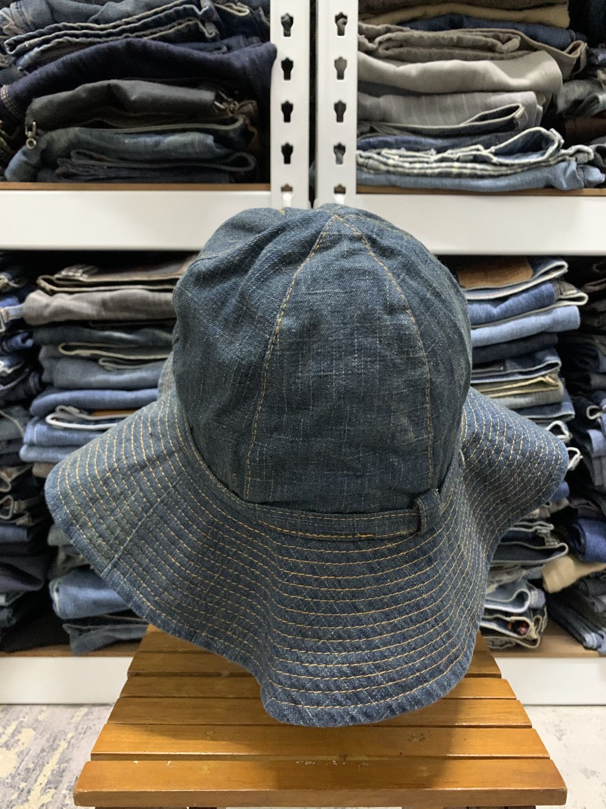Japanese Brand Dorfman Pacific Denim Bucket Hats Wide Brim Size ONE SIZE - 5 Thumbnail