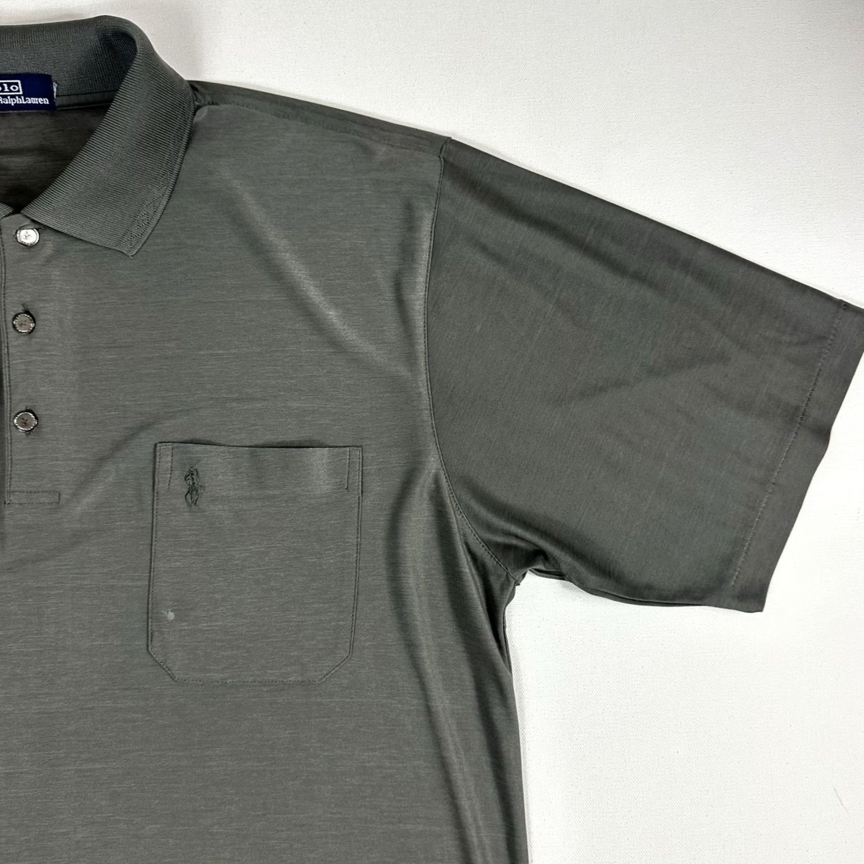 Polo Ralph Lauren VINTAGE Polo Ralph Lauren Polo Shirt Mens XL Gray 100% Silk Short Sleeve Size US XL / EU 56 / 4 - 3 Thumbnail