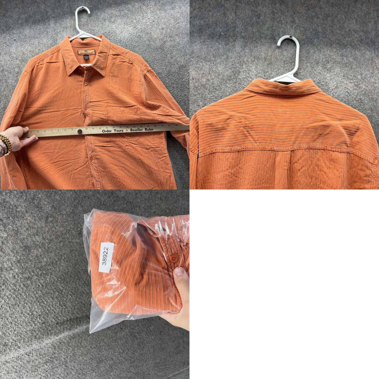 Tommy Bahama Tommy Bahama Shirt Mens Large Orange Silk Cotton Striped Button Front Casual Size US L / EU 52-54 / 3 - 8 Thumbnail
