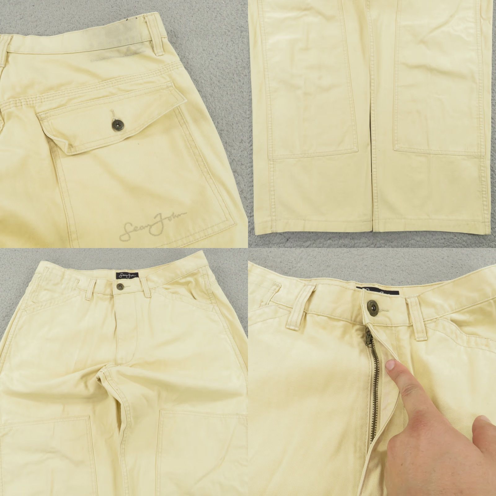 Sean John VINTAGE Sean John Baggy Pants Men 34 Carpenter Denim 30 Inseam Wide-Leg 10" Leg Opening Beige 90s Grunge Classic Mens Size US 34 / EU 50 - 8 Thumbnail