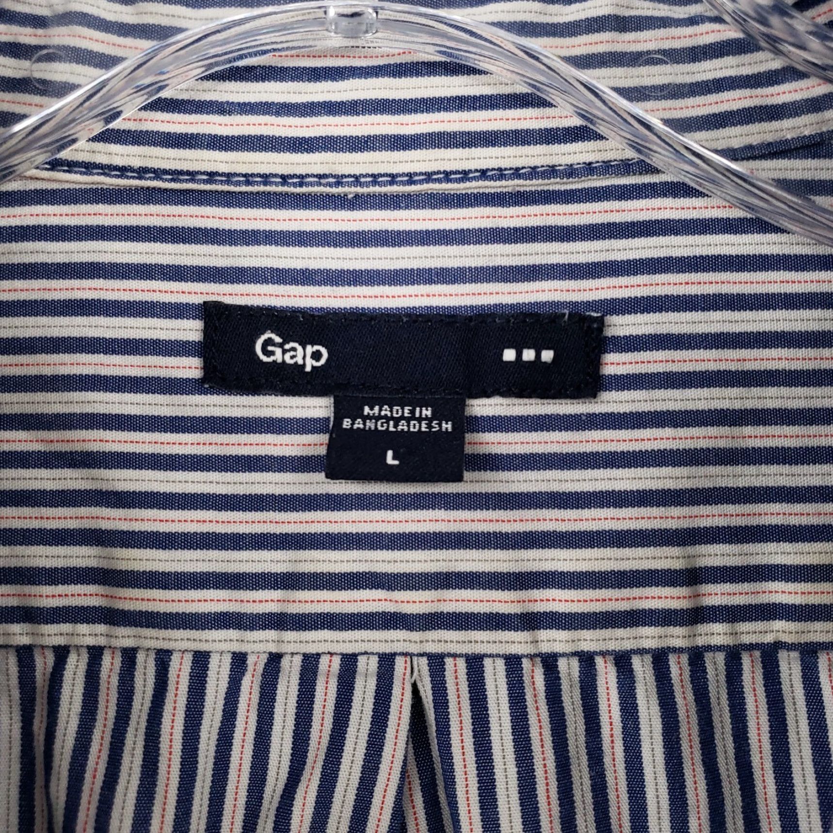Gap Gap Shirt Mens L Large Button-Up Blue Striped Pocket Long Sleeve Business Casual Size US L / EU 52-54 / 3 - 3 Thumbnail