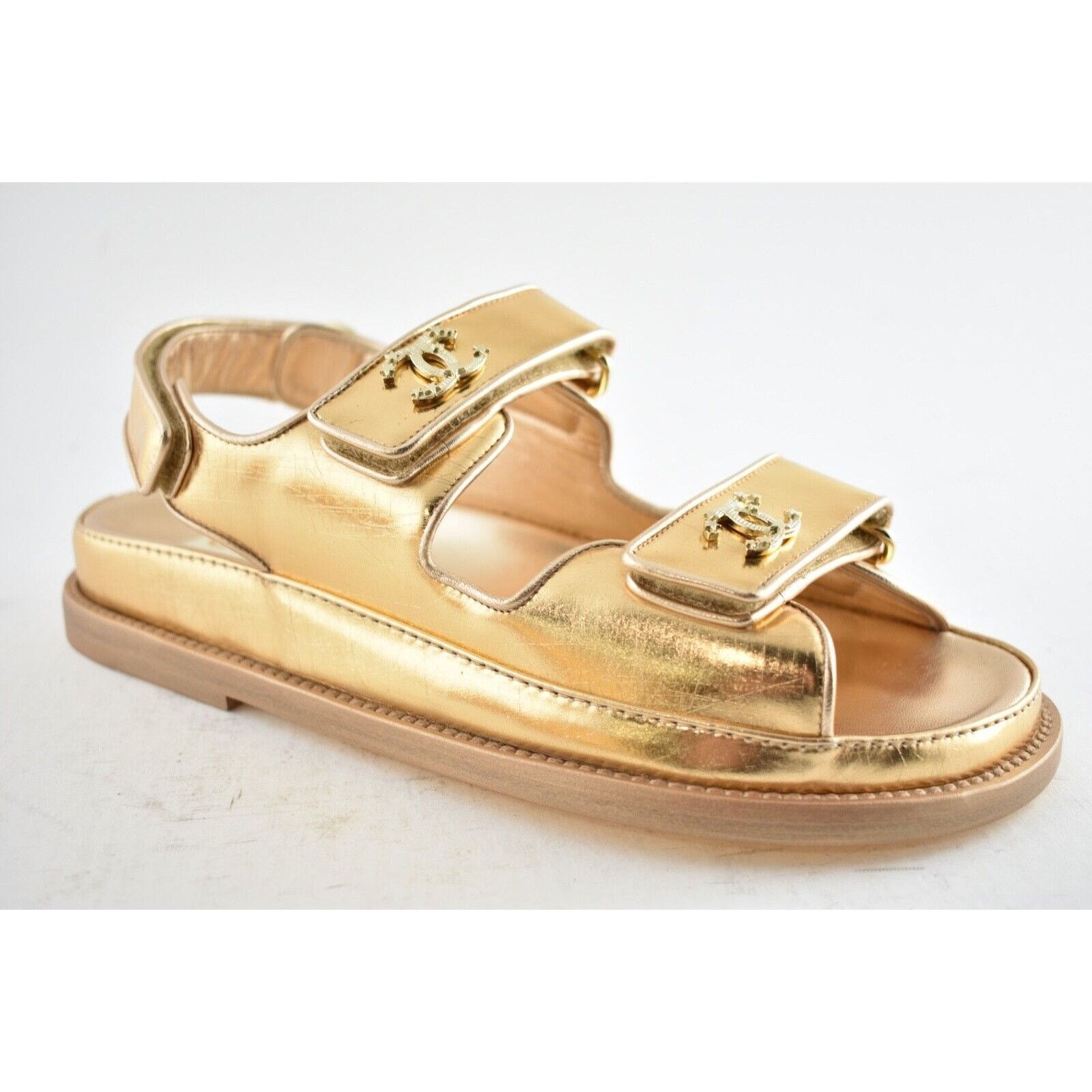 Chanel Chanel 22C Golden Gold Laminated CC Logo Mule Slide Strap Size US 8 / IT 38 - 3 Thumbnail