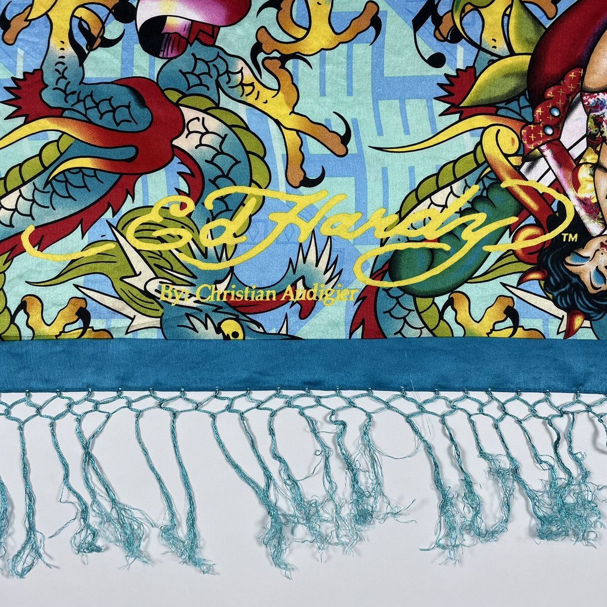 Ed Hardy Ed Hardy Christian Audigier Silk Scarf “Death or glory “ Size ONE SIZE - 6 Thumbnail