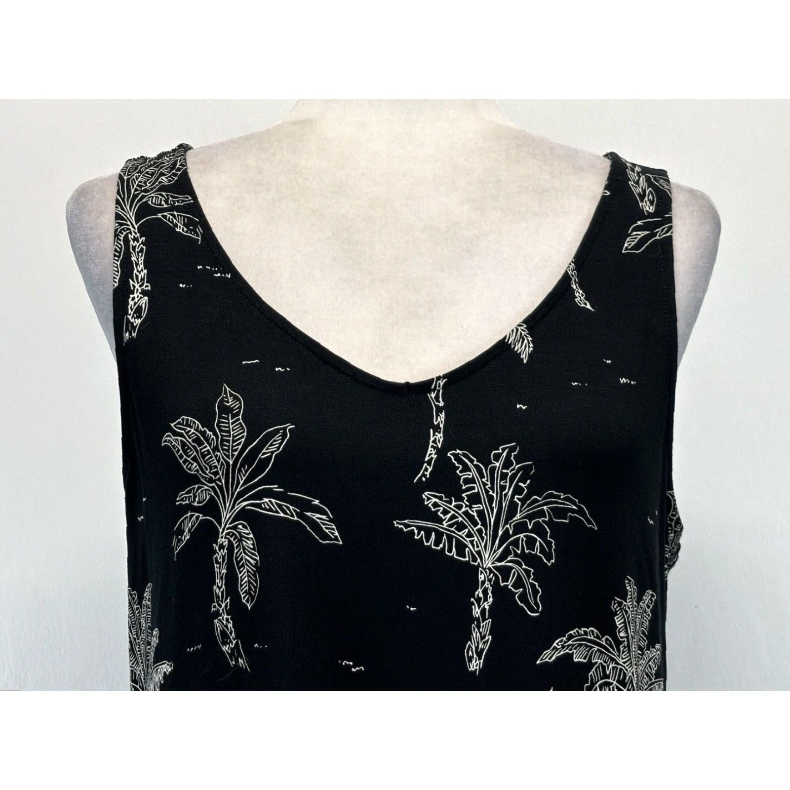 J. Jill J. Jill Tropical Tank Dress Black Palm Print Rayon Knit Stretchy Womens M Size M / US 6-8 / IT 42-44 - 5 Thumbnail