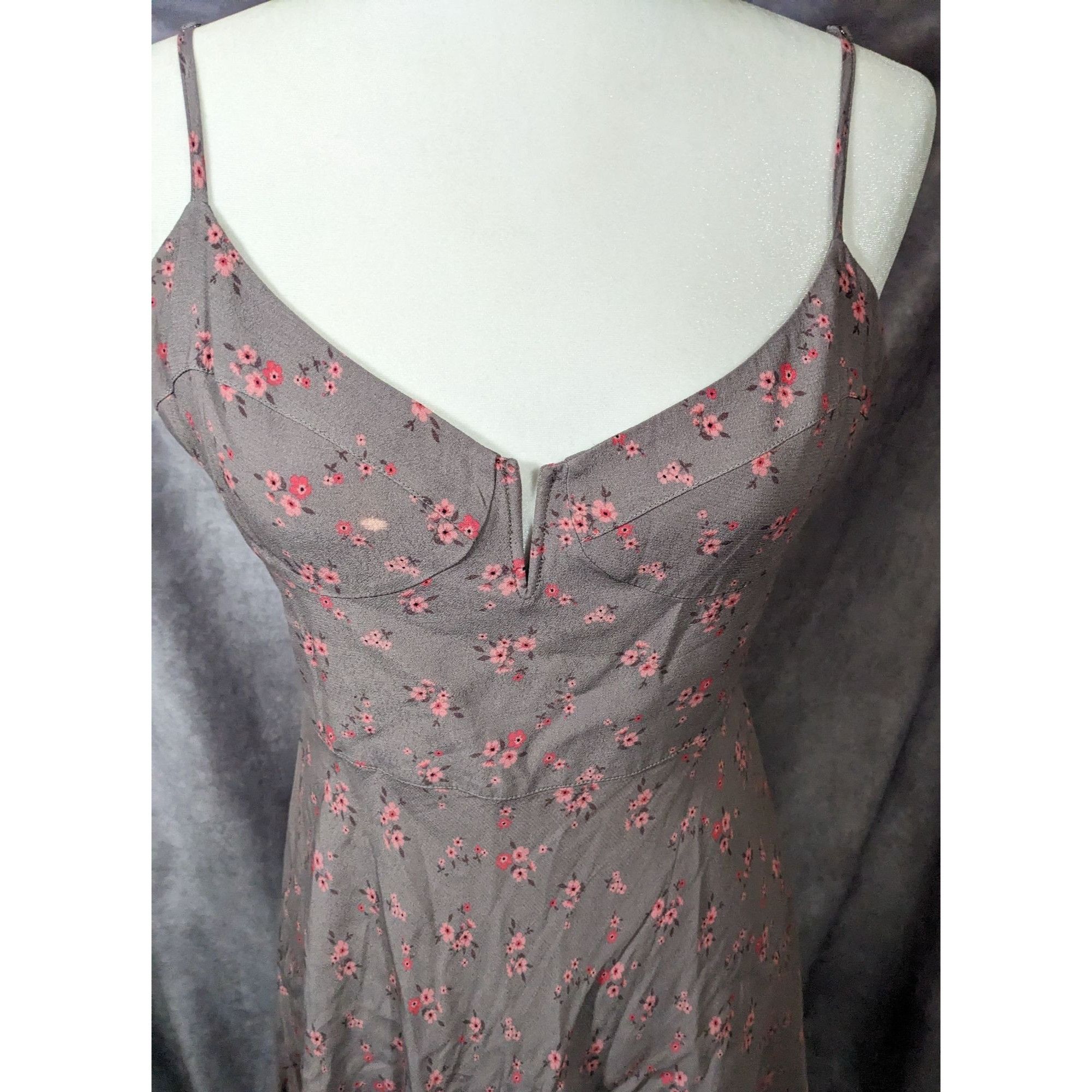 Other Blue Life Coquette Grey And Pink Floral Retro Summer Dress S Size M / US 6-8 / IT 42-44 - 14 Thumbnail