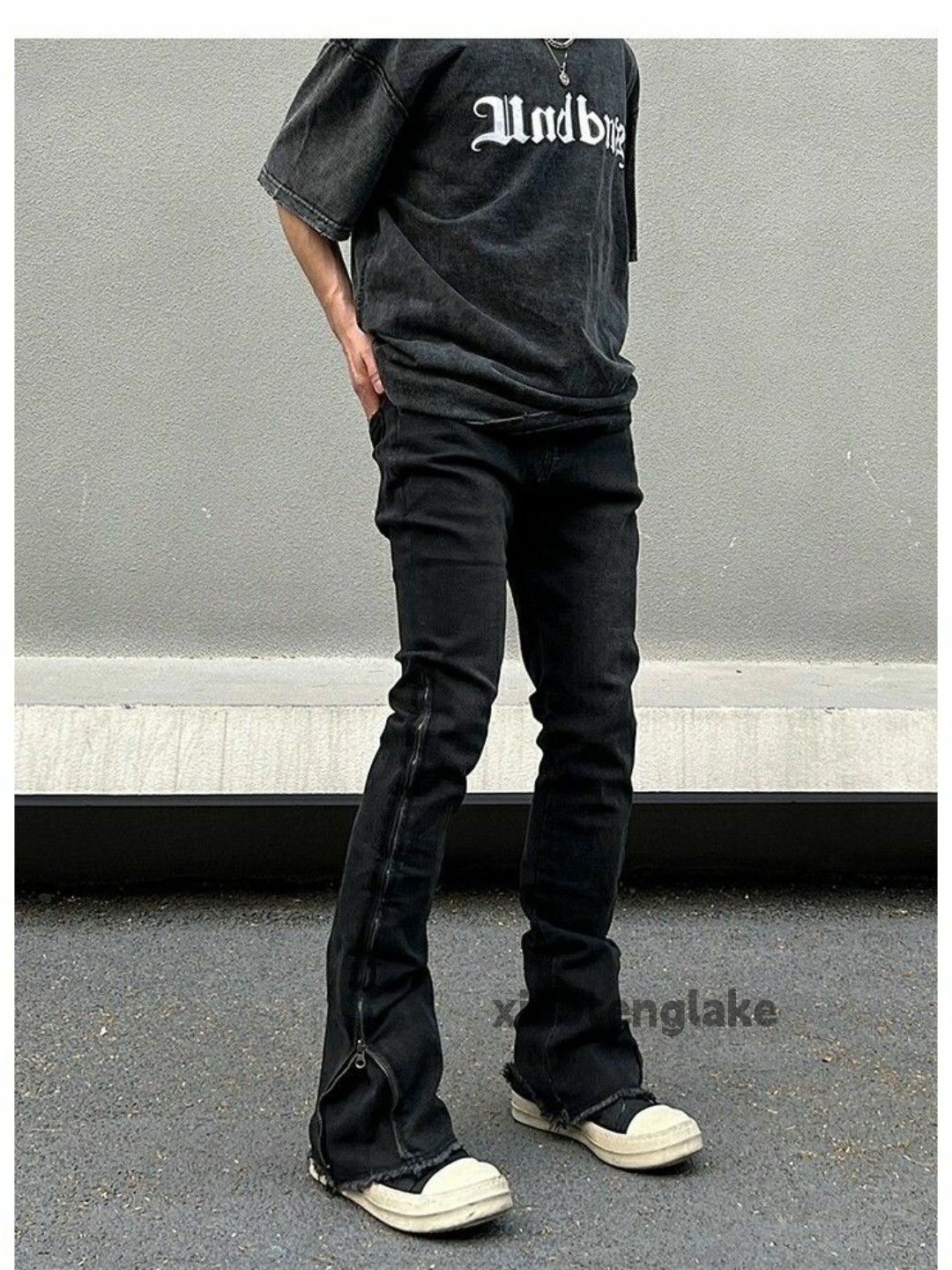 Jean × Vintage zipper washed faded damaged punk flared jeans Size US 30 / EU 46 - 1 Thumbnail