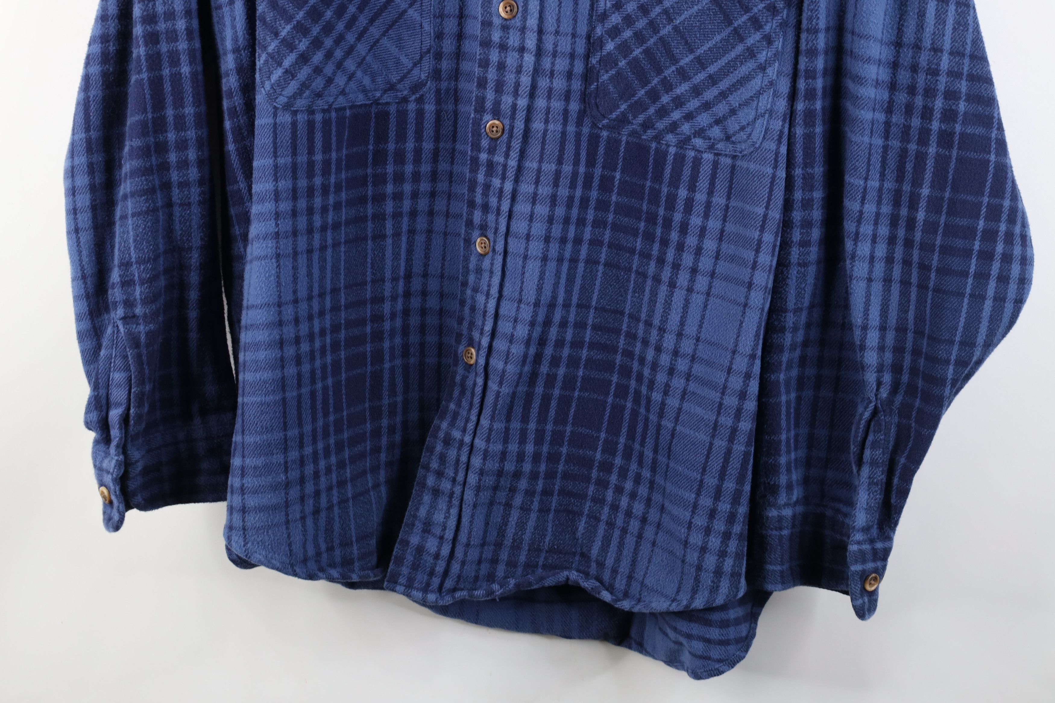 Vintage Vintage 90s Streetwear Heavyweight Button Shirt Blue Plaid Size US XL / EU 56 / 4 - 3 Thumbnail