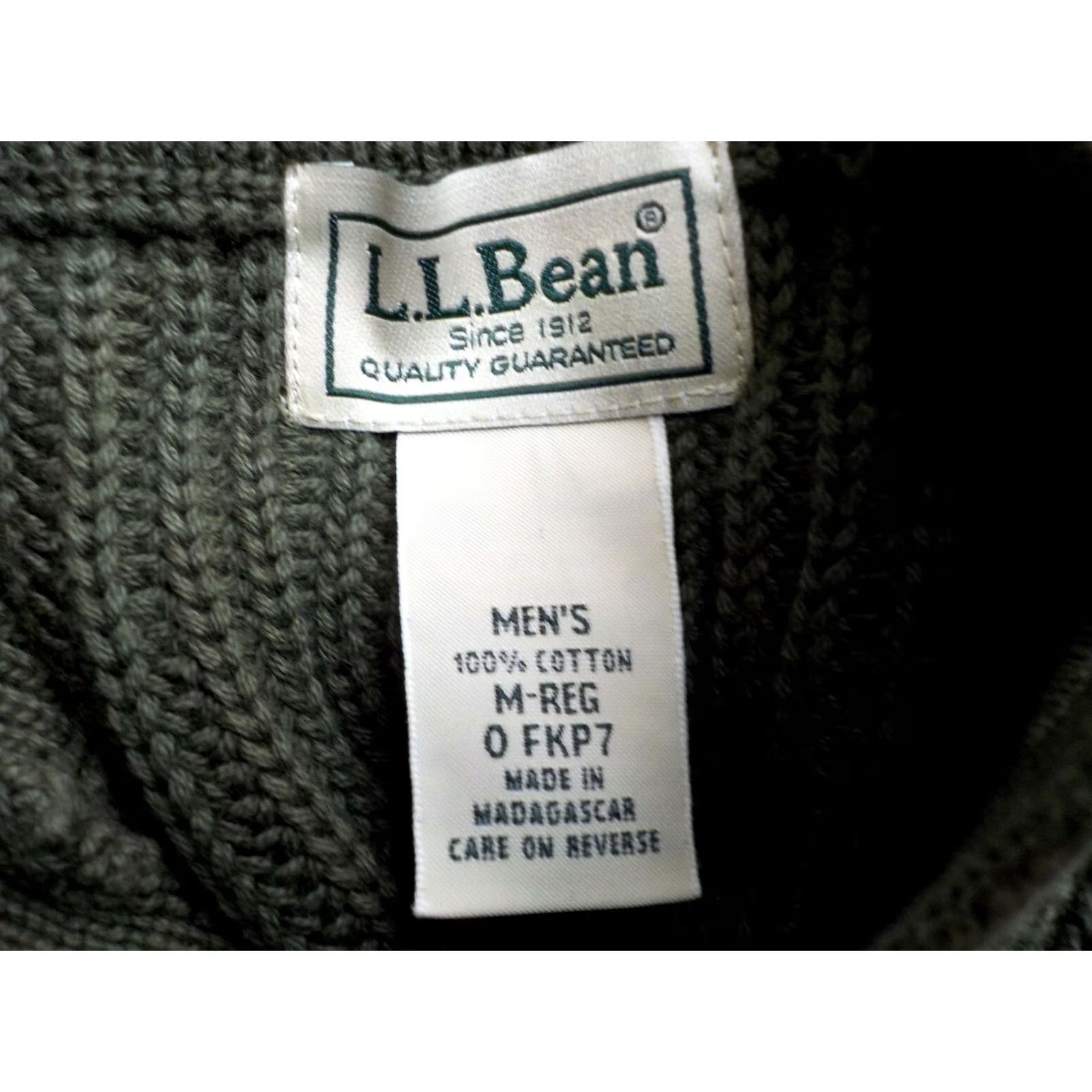 Vintage L.L. Bean Henley Sweater Shirt Knit 100% Cotton Army Green Medium 4 Buttons Mens Size US M / EU 48-50 / 2 - 5 Thumbnail