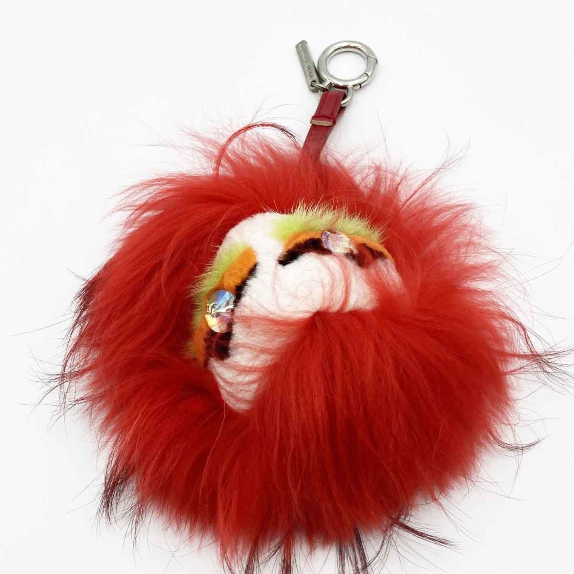 image of Fendi Monster Bag Bugs Charm Keychain Red Fur Accessory Ladies Men's Fashion Itgab7Mlippg in Red Co