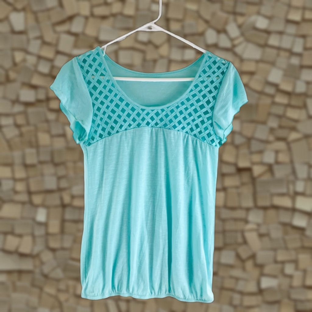 Vintage Maurices Shirt Women's Small Green Round Neck Short Ruffle Sleeve T-Shirt Casual Size S / US 4 / IT 40 - 1 Thumbnail