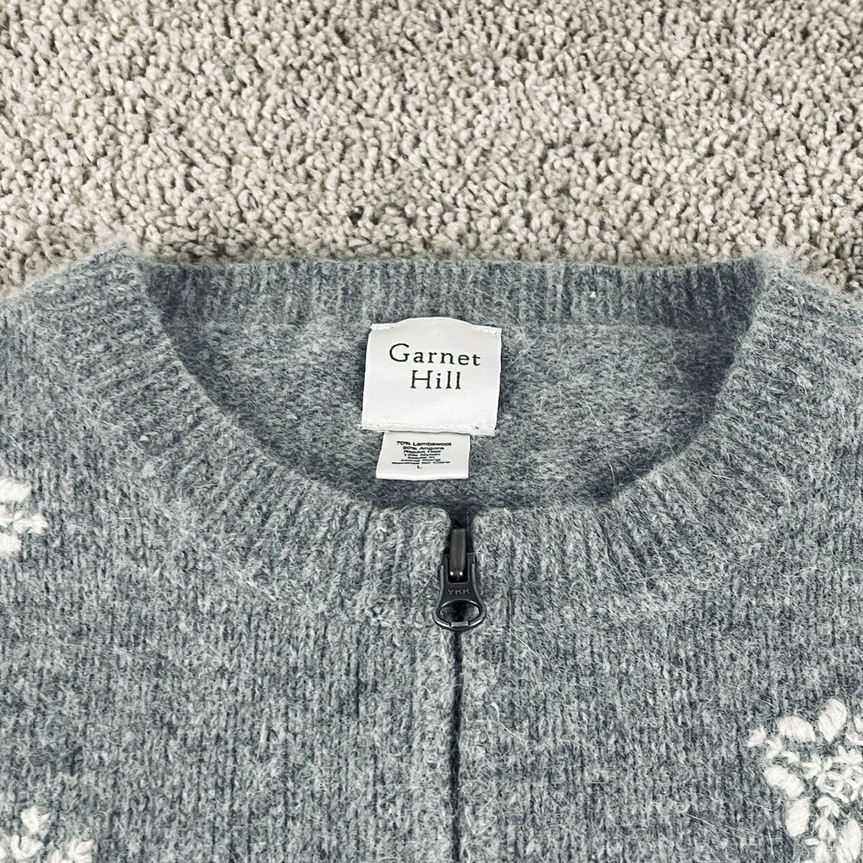 Vintage VINTAGE Garnet Hill Sweater Womens Large Gray Wool Angora Quiet Luxury Ski Full Zip E214 Size L / US 10 / IT 46 - 4 Thumbnail