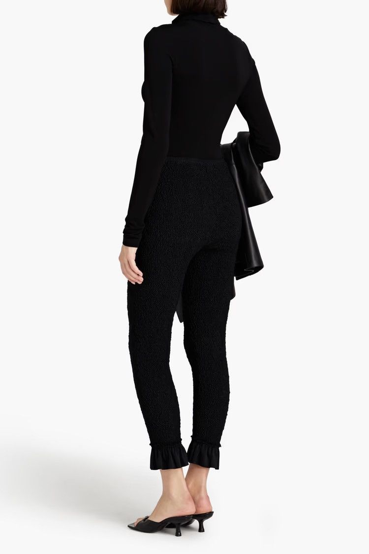 Alexander Wang ALEXANDER WANG Ruffled shirred satin-jersey Slim-leg Pants Size 24" / US 00 / IT 34 - 3 Thumbnail