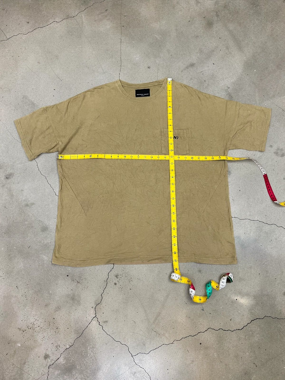 Number (N)ine Number (N)ine Denim Pocket Logo T-Shirt Beige Size US XL / EU 56 / 4 - 5 Thumbnail