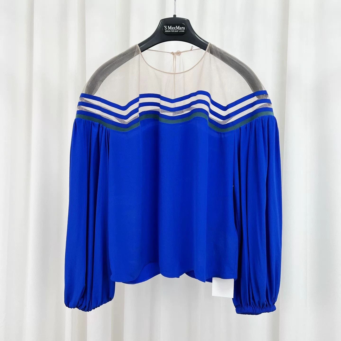 Fendi Fendi Blue White Silk Lantern Sleeve Top Size S / US 4 / IT 40 - 1 Thumbnail
