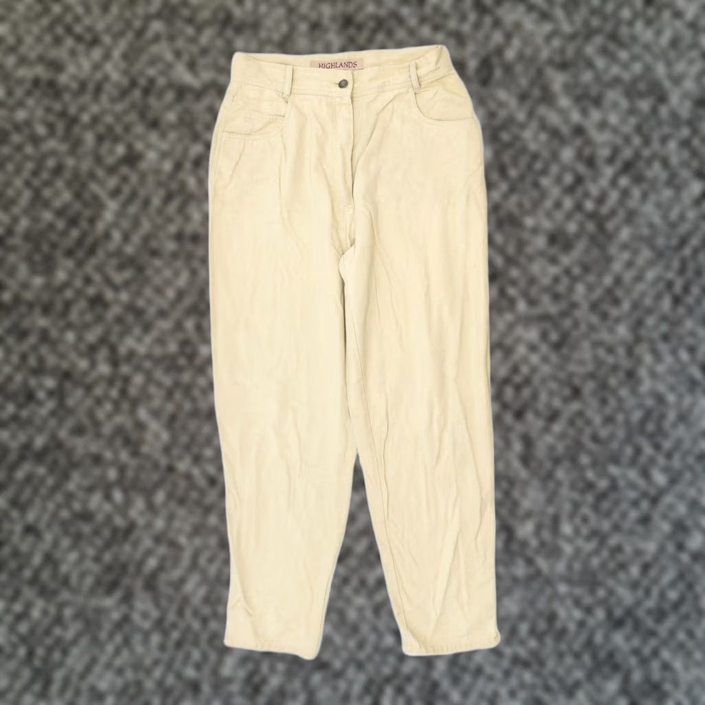 Vintage VINTAGE Womens Tapered High Waist Jeans Medium W28 L28 Beige Cotton IT 42 Size 28" / US 6 / IT 42 - 1 Thumbnail