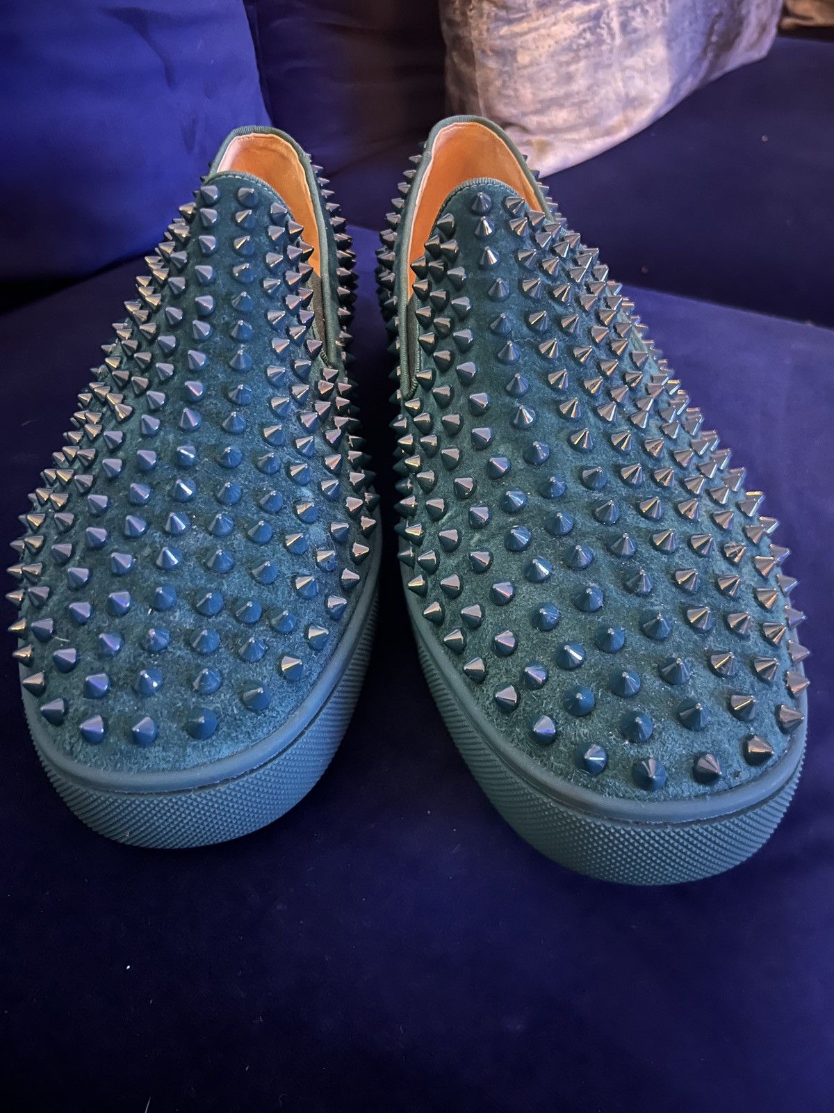 Christian Louboutin Christian Louboutin Roller-Boat Flat Lagune Blue Spikes Size US 11.5 / EU 44-45 - 3 Thumbnail