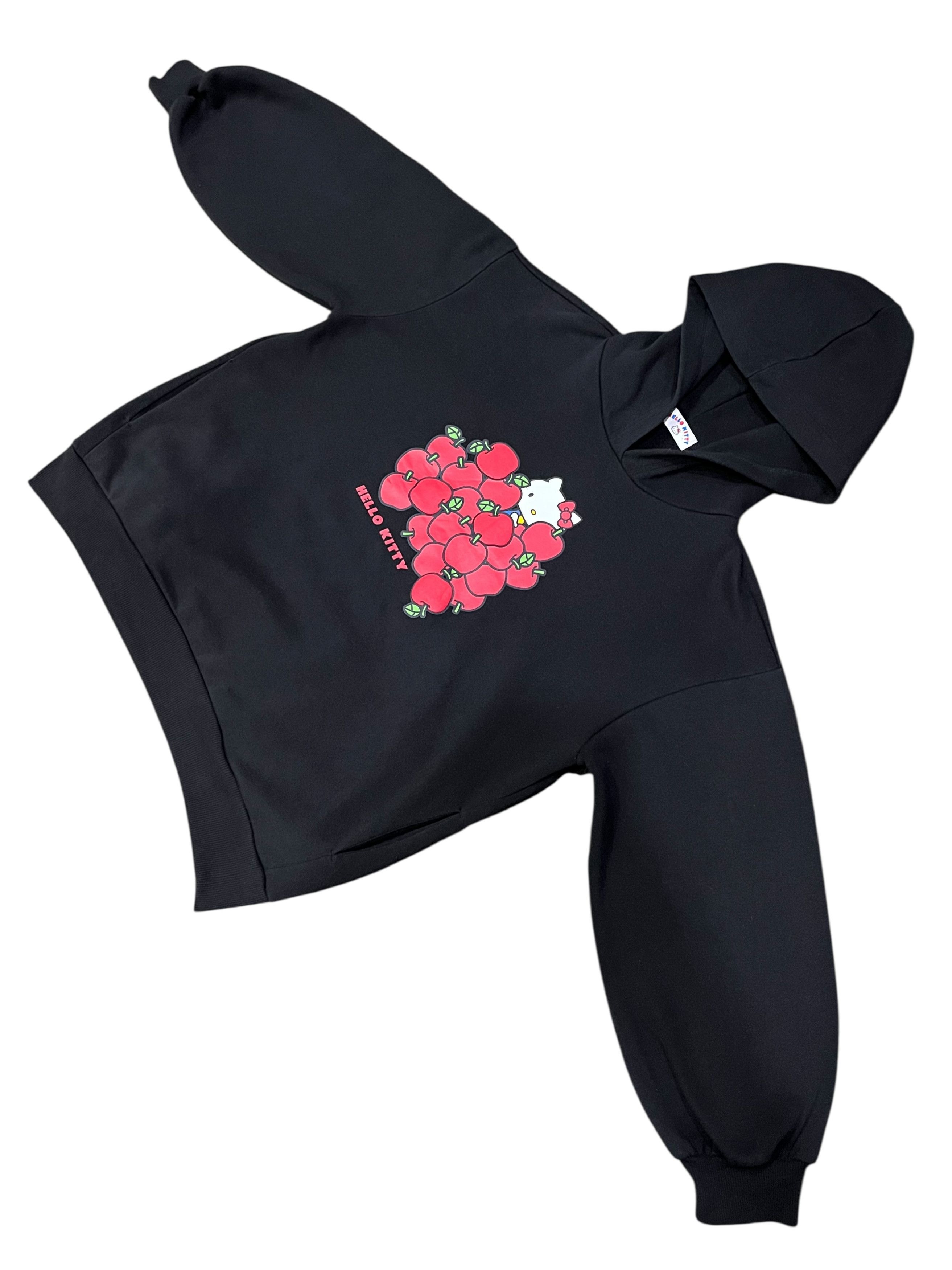 Anime ❤️ HELLO KITTY X APPLES Baggy Fit Black Sweater Hoodie Size M / US 6-8 / IT 42-44 - 4 Thumbnail
