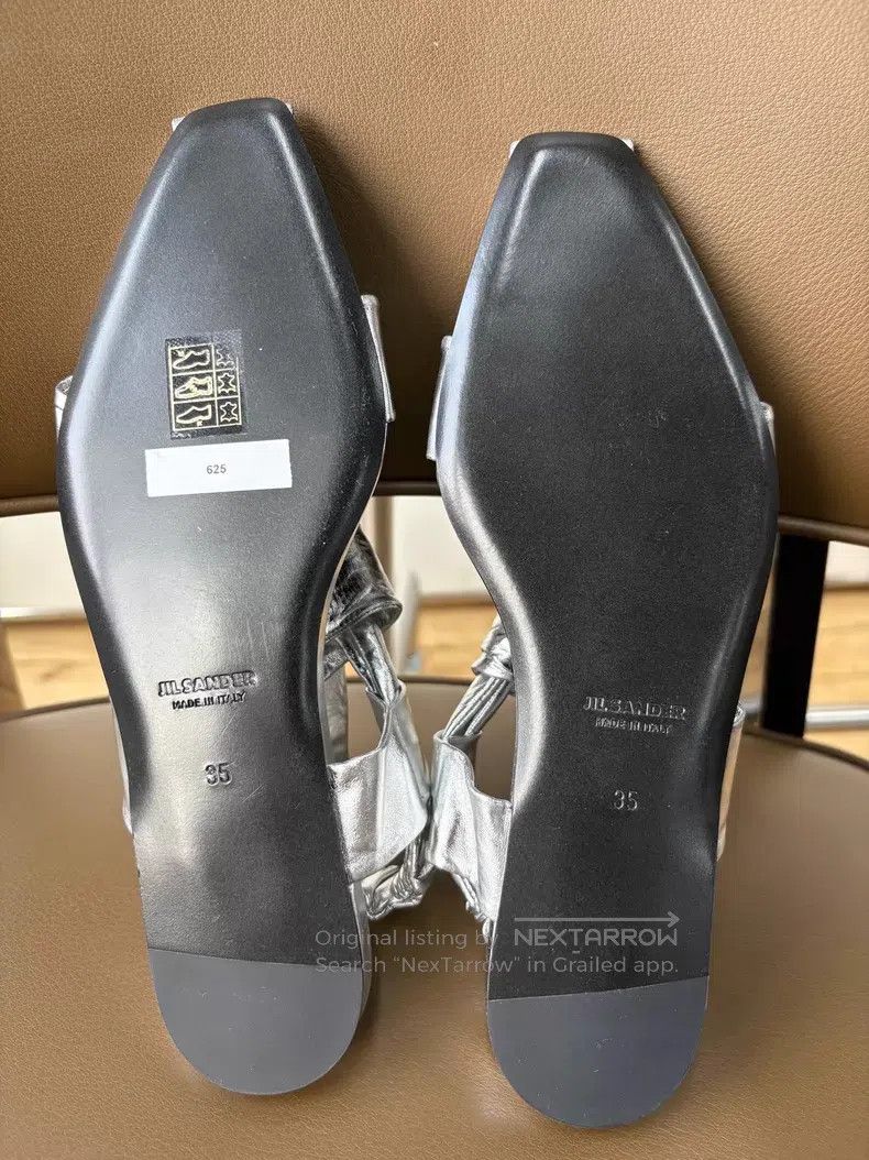 Jil Sander Jil Sander Design Metal Silver Cutout Strap Flat Sandals Size US 4.5 / IT 34.5 - 6 Thumbnail