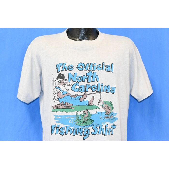 Vintage vintage 80s OFFICIAL NORTH CAROLINA FISHING SHIRT HILLBILLY FUNNY t- shirt L