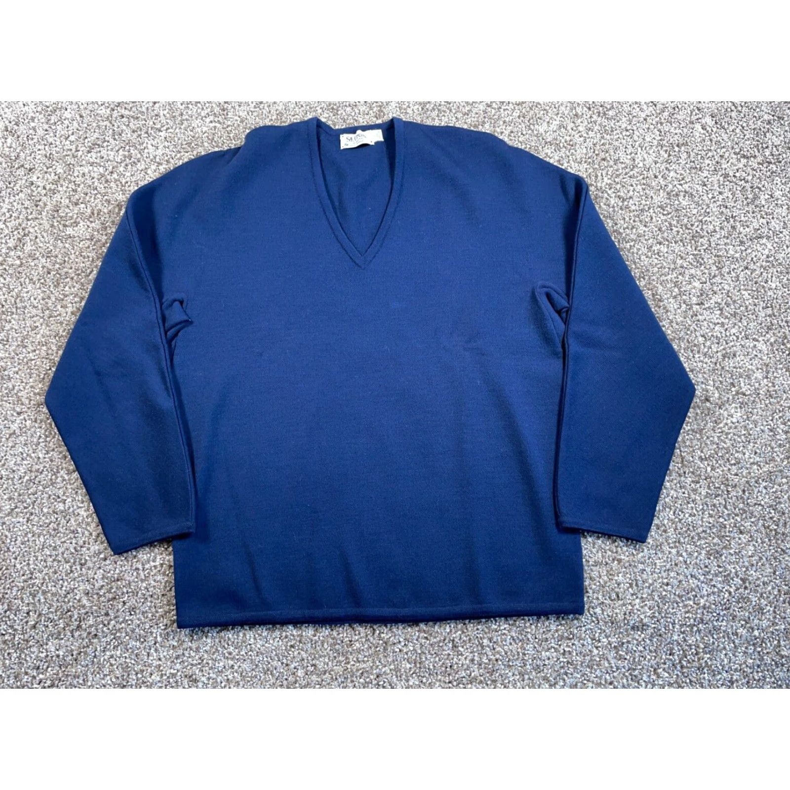 Zephyr VINTAGE St. Croix Sweater Mens Large Dark Blue Wool Zephyr V-Neck 90s Preppy Pullover Size US L / EU 52-54 / 3 - 2 Thumbnail