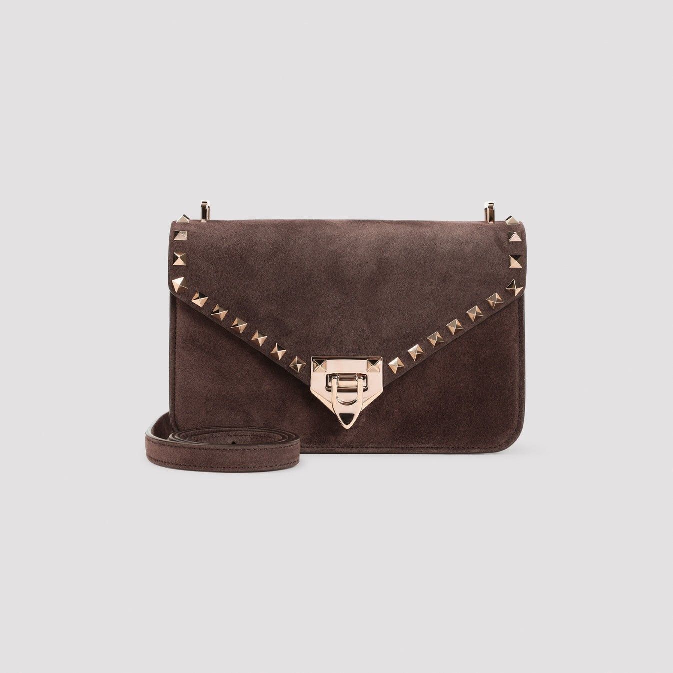 Valentino VALENTINO GARAVANI Rockstud Ebony Brown Suede Shoulder Bag N Size ONE SIZE - 1 Thumbnail