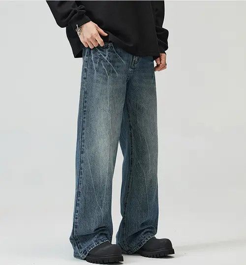 Japanese Brand Men's Lightning Washed Baggy Bootcut Jeans Size US 32 / EU 48 - 4 Thumbnail