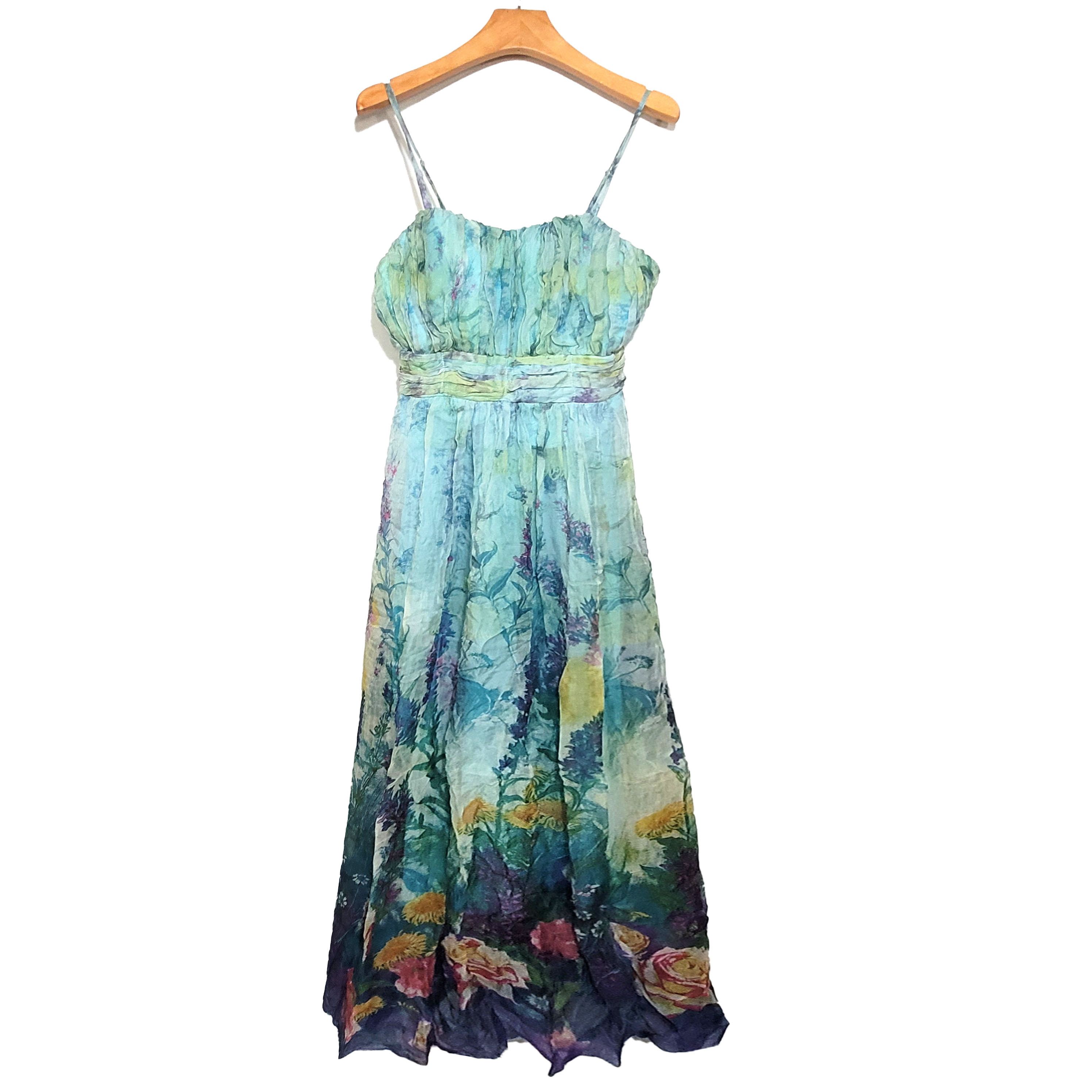 Women's Silk Size XS Long Sleeveless Maxi Dress SCR027