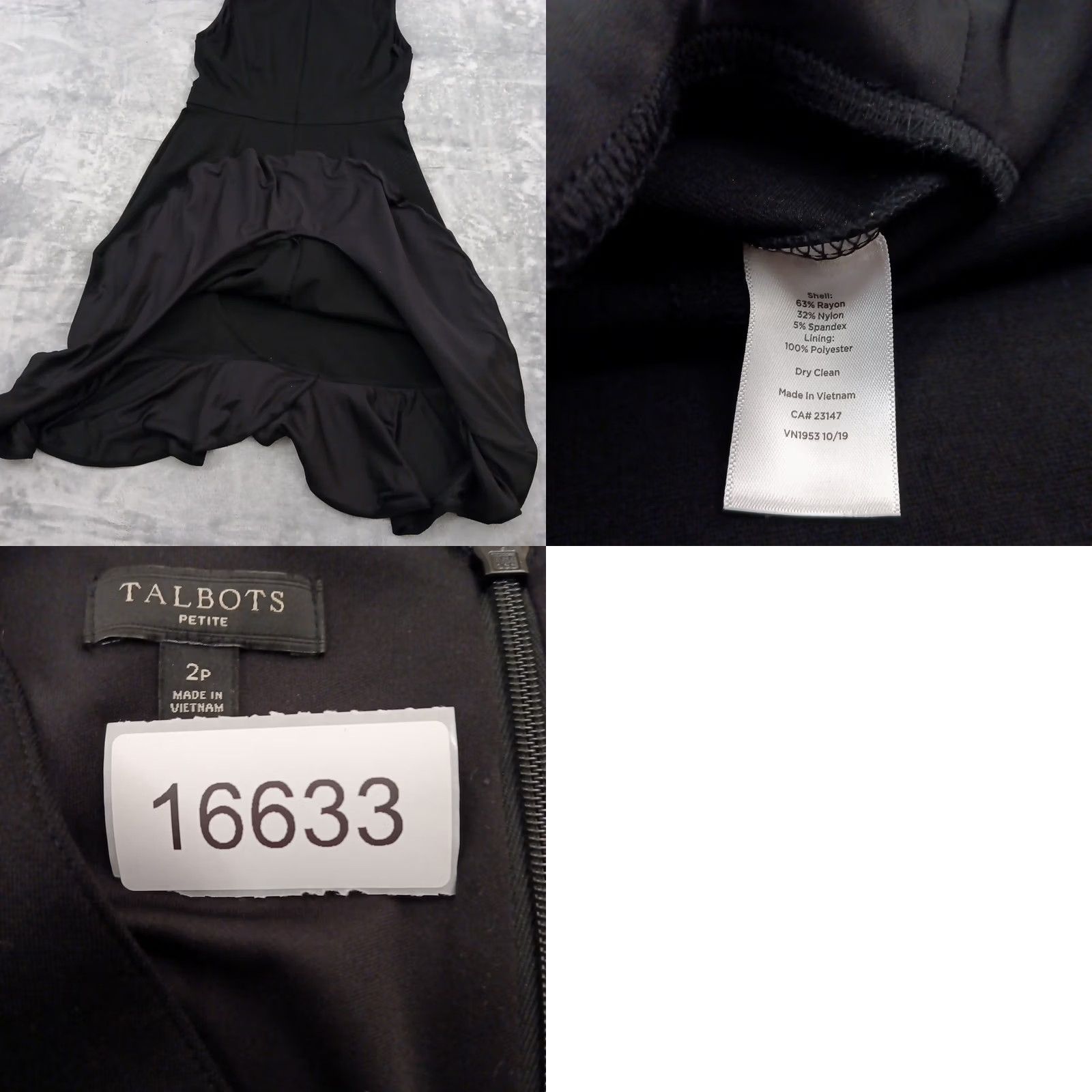 Talbots Talbots Dress Petite 2P Black Sleeveless V-Neck Midi A-Line Women Size XS / US 0-2 / IT 36-38 - 8 Thumbnail