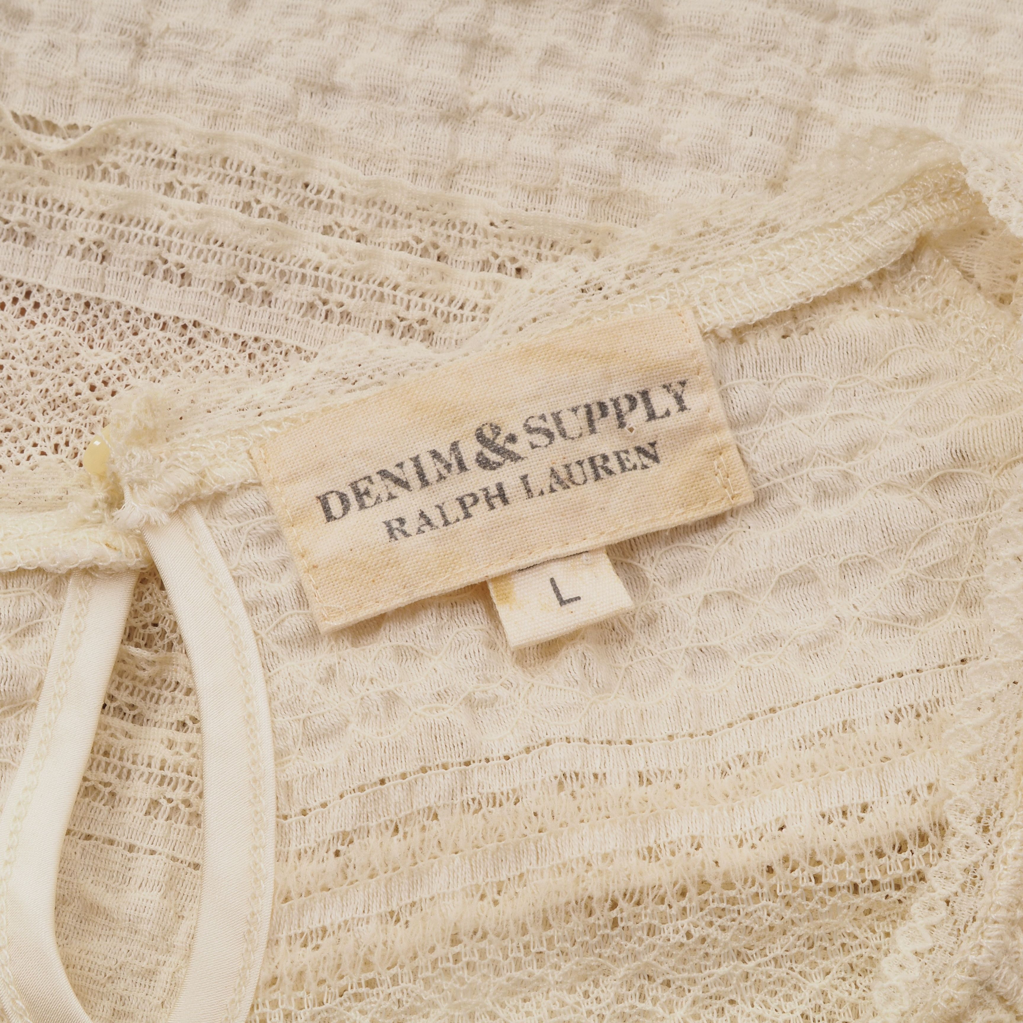 Denim & Supply Ralph Lauren × Ralph Lauren Denim & Supply Ralph Lauren Women Ivory Ecru Lace Blouse Top Size M / US 6-8 / IT 42-44 - 5 Thumbnail