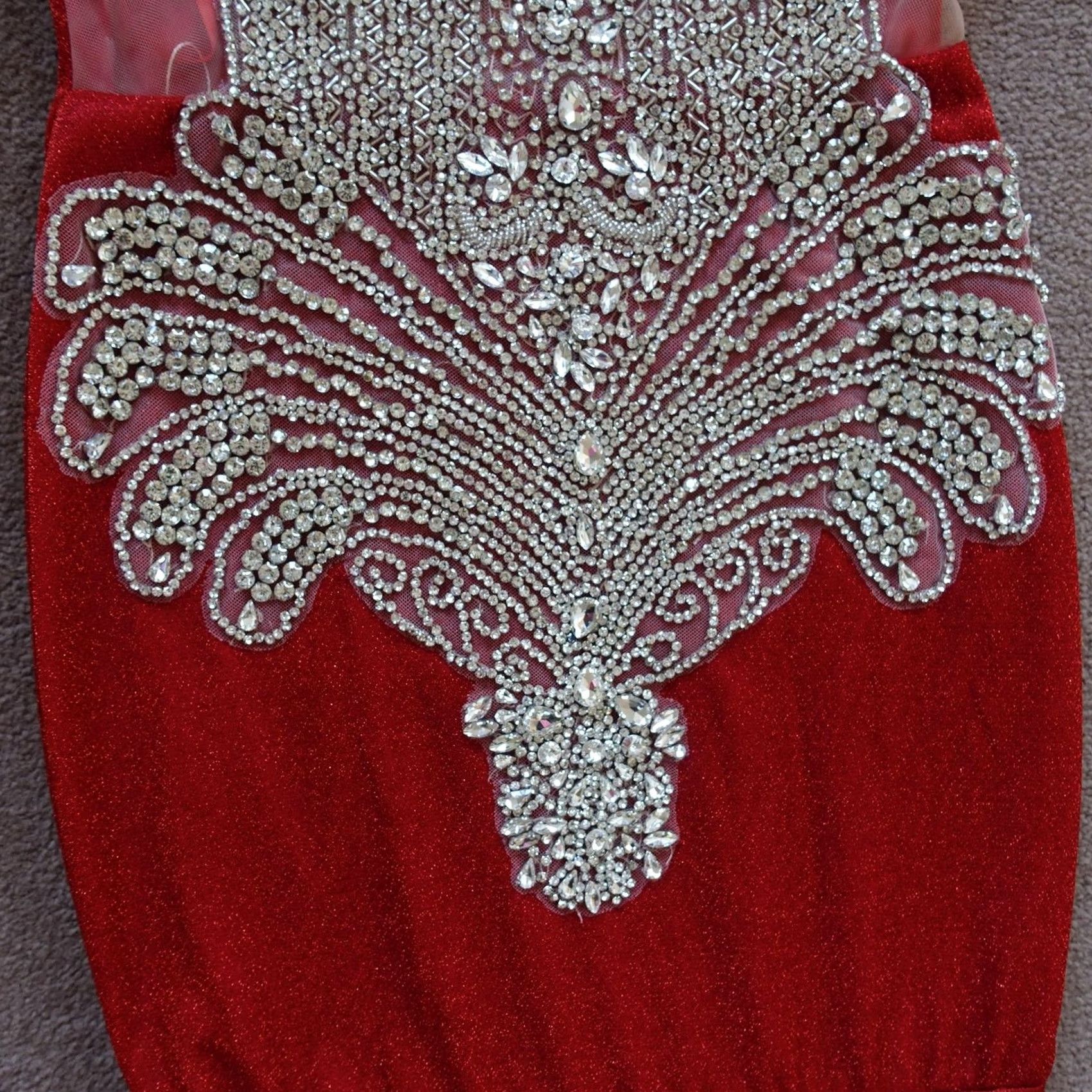 Vintage VINTAGE Babaroni Dress XS Red Prom Halter Mermaid Maxi Gown Rhinestone Formal Evening Women XS Red Mermaid Maxi Beaded Rhinestone Strap Halter Dress Size XS / US 0-2 / IT 36-38 - 5 Thumbnail