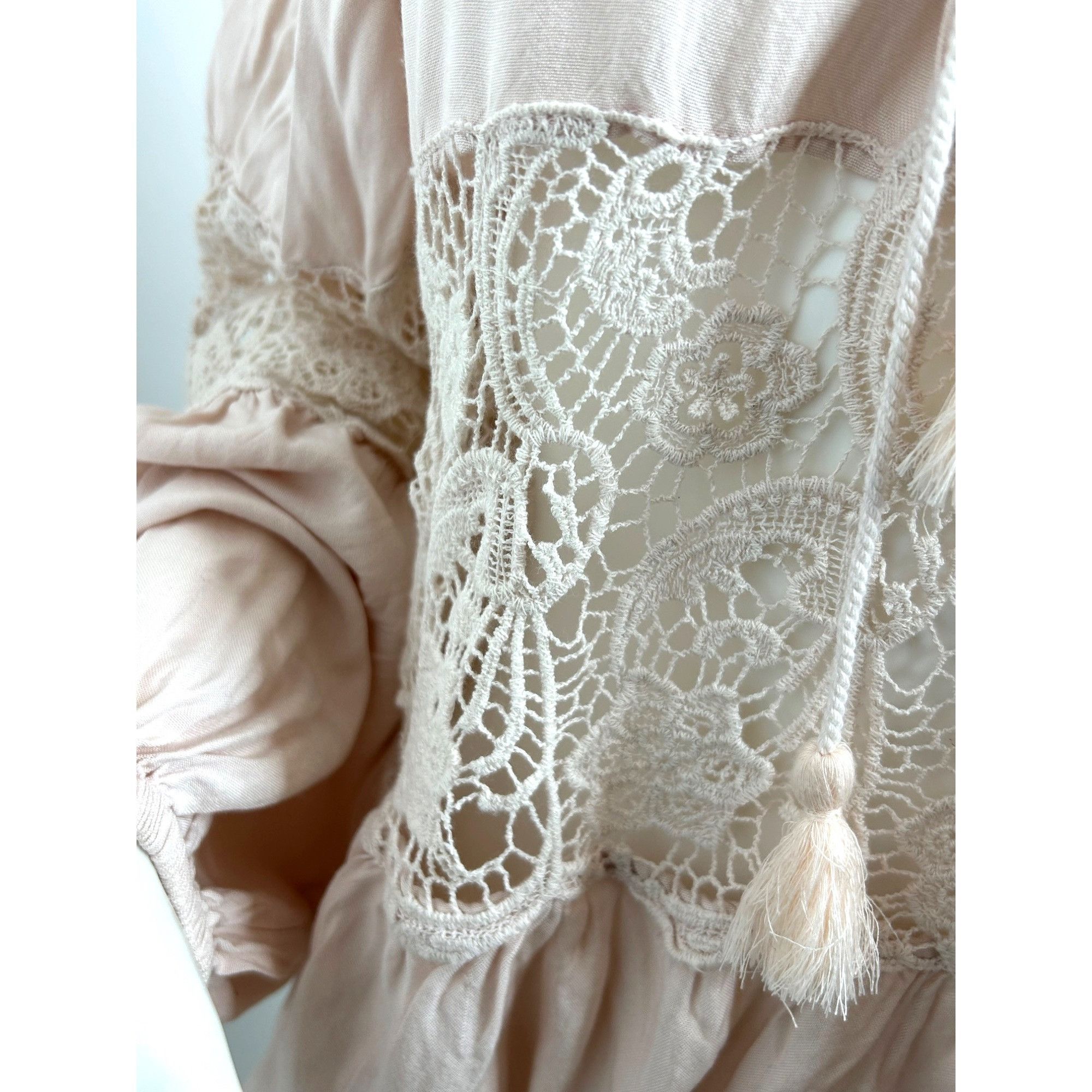 Free People Free People. Blouse S/P Pink, Lace Tassels Balloon Long Slee Size S / US 4 / IT 40 - 13 Thumbnail
