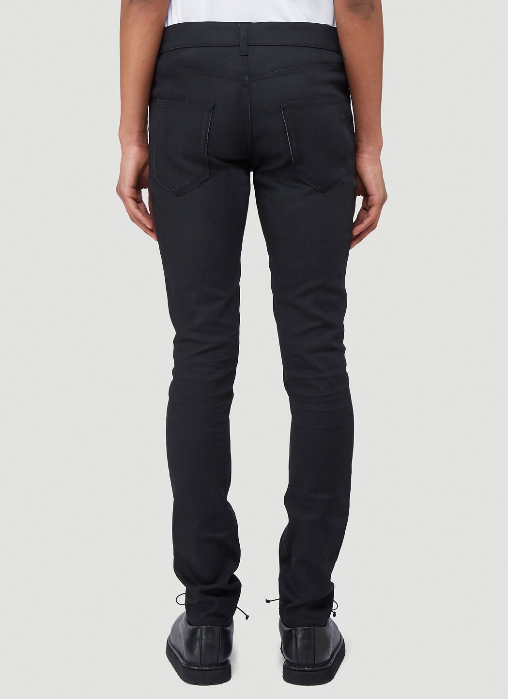 Saint Laurent Paris o1s1wg111124 Skinny-Fit Jeans in Used Denim in Black Size US 28 / EU 44 - 4 Thumbnail
