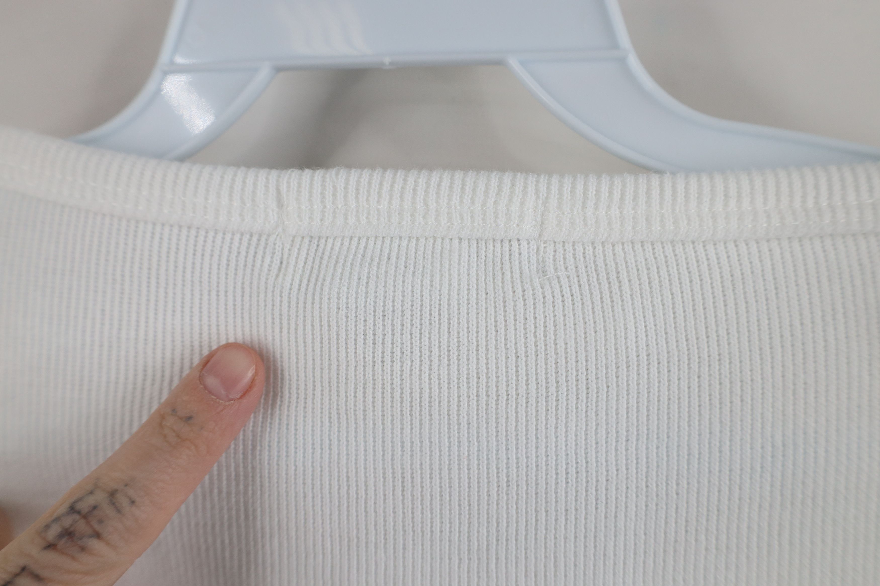 Express × Vintage Vintage 90s Express Cotton Ribbed Knit 3/4 Sleeve T-Shirt Size XL / US 12-14 / IT 48-50 - 7 Thumbnail