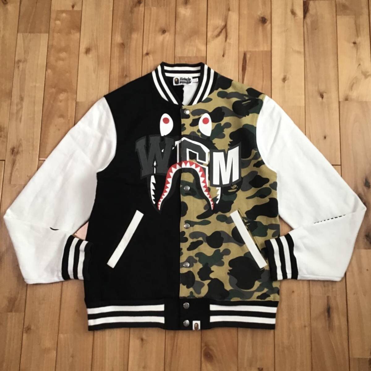 BAPE Reflector camo shark sweat varsity jacket a bathing ape