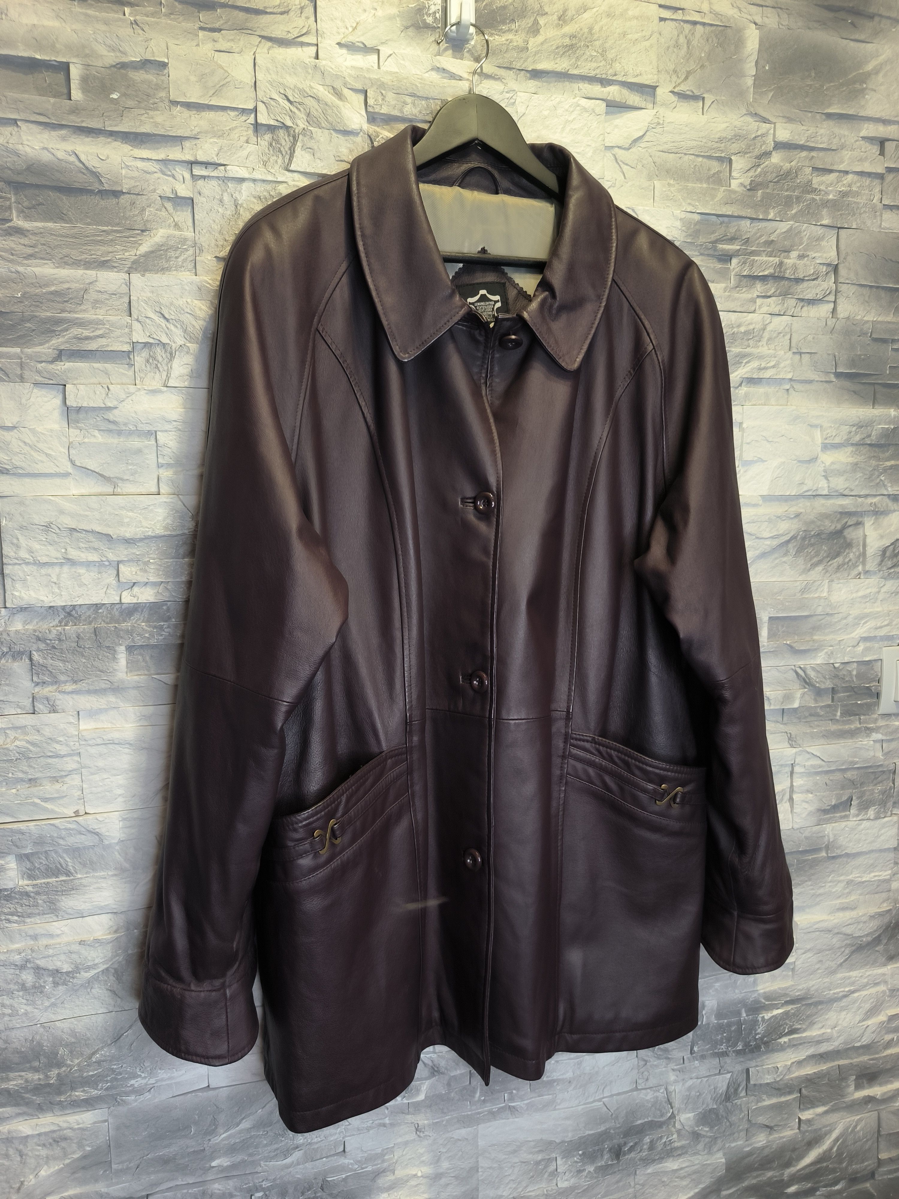 Other Vintage Leather Coat Jacket Violet Vera Pelle Size US XXL / EU 58 / 5 - 3 Thumbnail