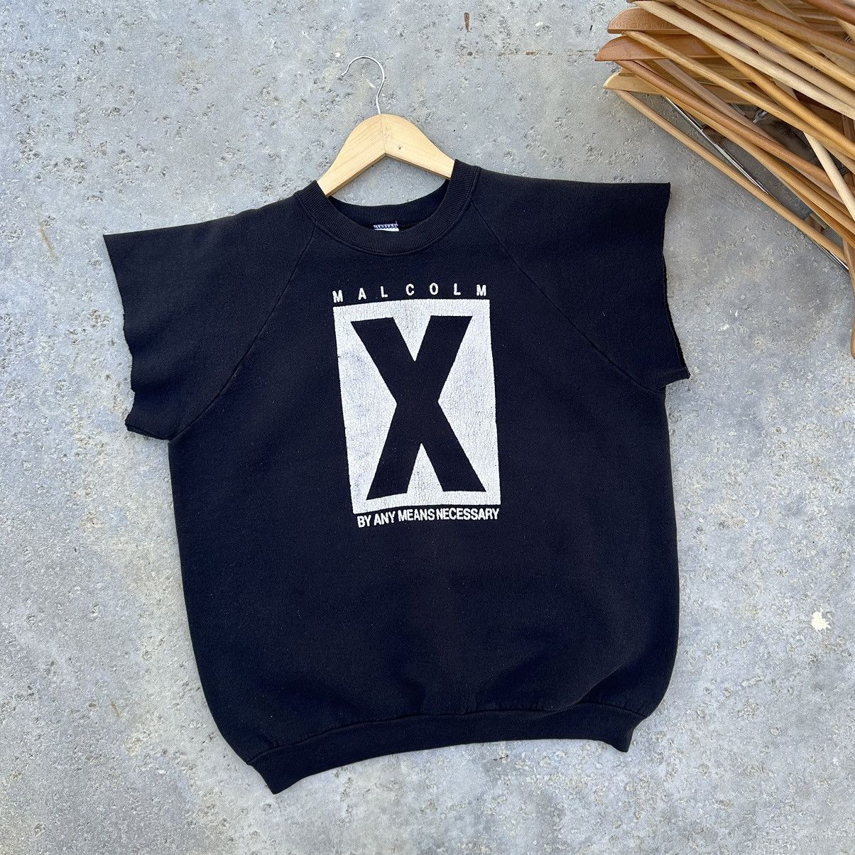 Fruit Of The Loom Vintage 80’s Malcolm X Cut Off Black Power Graphic Sweater Size US L / EU 52-54 / 3 - 1 Thumbnail
