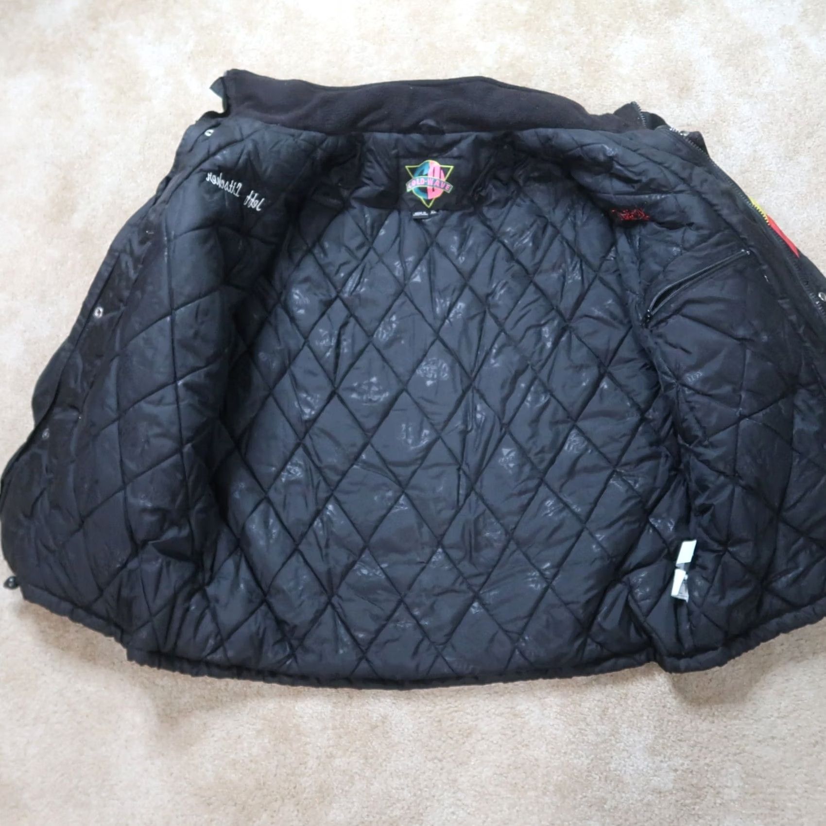Vintage VINTAGE Coldwave Jacket Men XL Insulated Bomber Nylon Zip Black Red Yellow Geometric Winter Size US XL / EU 56 / 4 - 6 Thumbnail