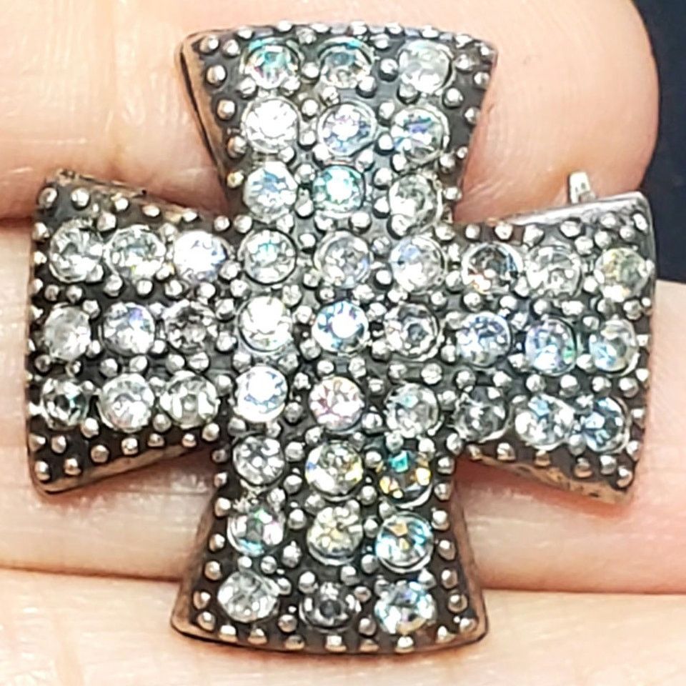 Other Clear Rhinestone Cross Silver Tone Vtg Unsigned 1" Size ONE SIZE - 1 Thumbnail