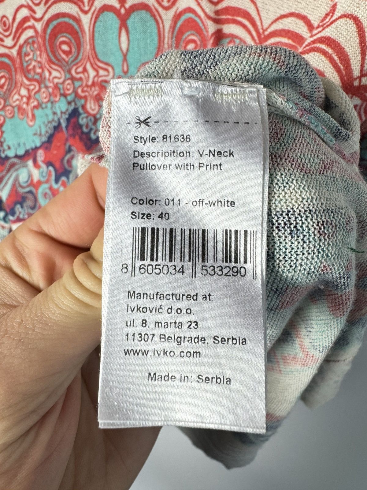 Designer Ivko Multicolor V-Neck Viscose Sweater Size S / US 4 / IT 40 - 6 Thumbnail