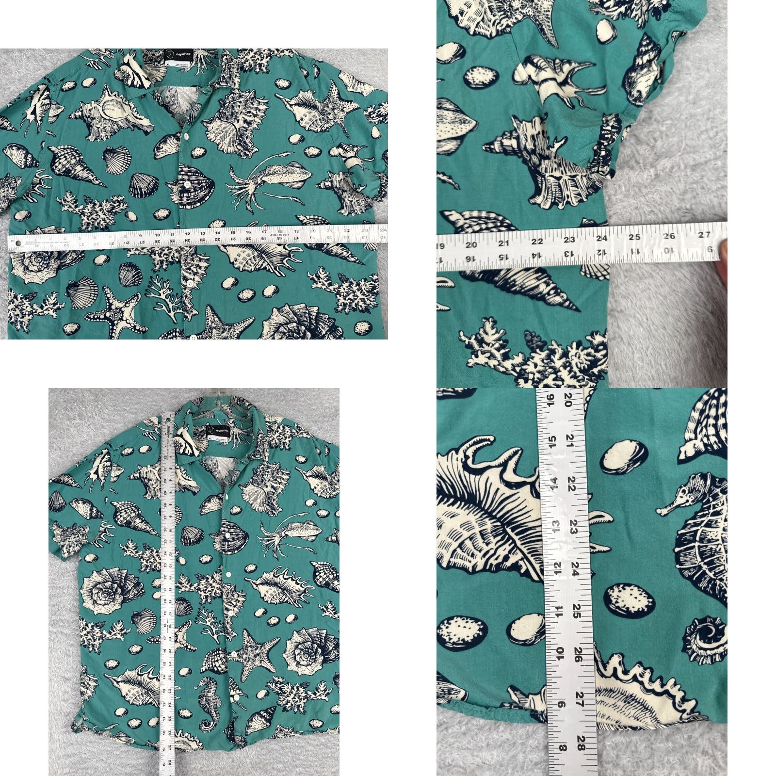 Vintage Original Use shirt XL Blue Coral Seashells Hawaiian 100% Rayon Size US XL / EU 56 / 4 - 8 Thumbnail