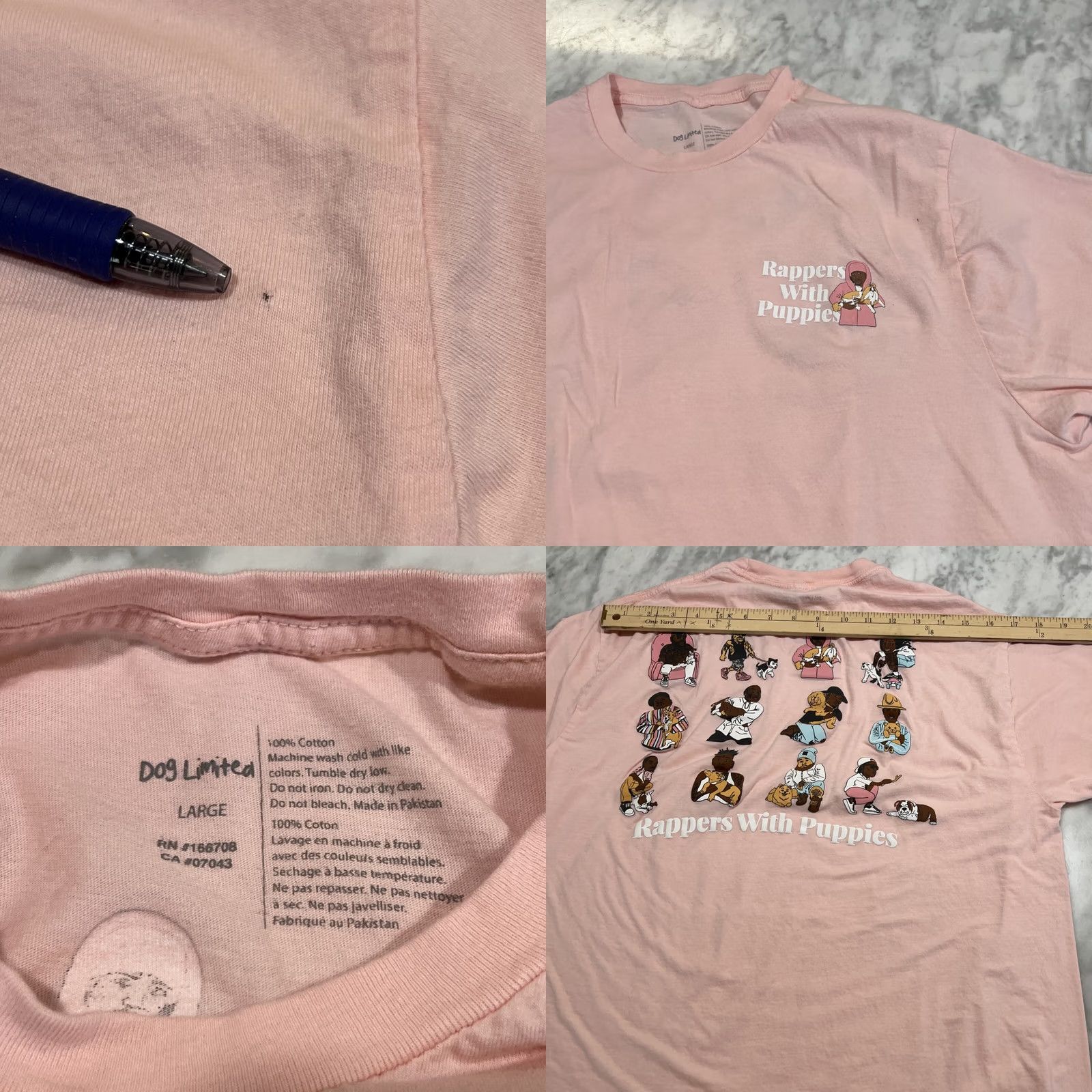 Pinko Dog Limited Rappers With Puppies Pink T Shirt Women’s L Graphic Shirt Size L / US 10 / IT 46 - 8 Thumbnail