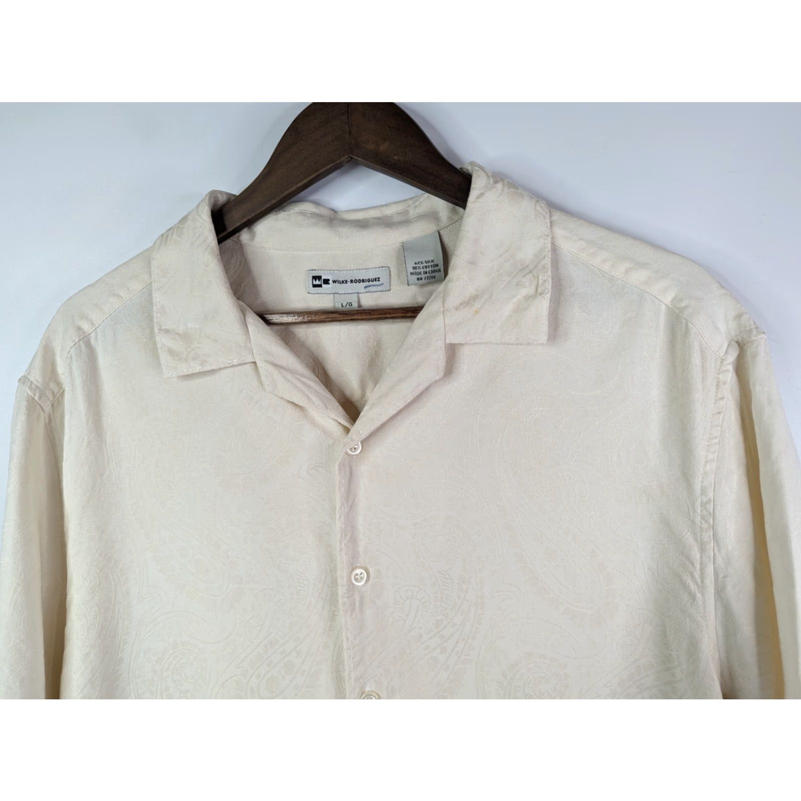 Vintage Wilke Rodriguez Ivory Paisley Short Sleeve Button Silk Cotton Shirt Size Large Mens Size US L / EU 52-54 / 3 - 2 Thumbnail