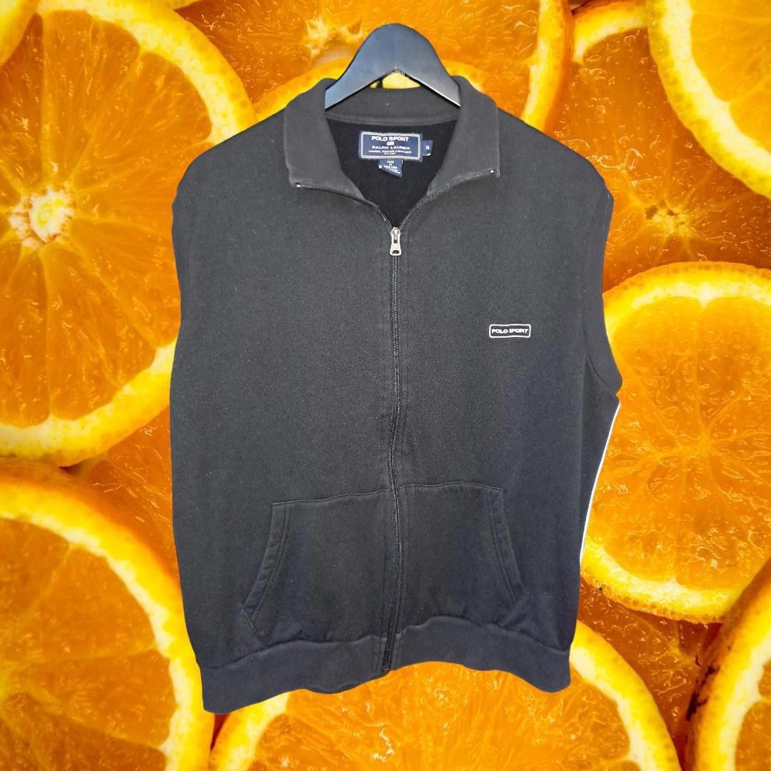 Other Polo Sport Black with White Stripes 100% Cotton Full Zip Ves Size US XL / EU 56 / 4 - 4 Thumbnail