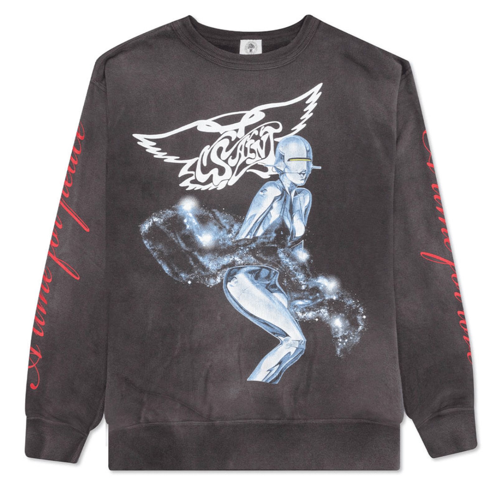 image of Saint Michael X Sorayama Crewneck Sweatshirt Black, Men's (Size Medium)